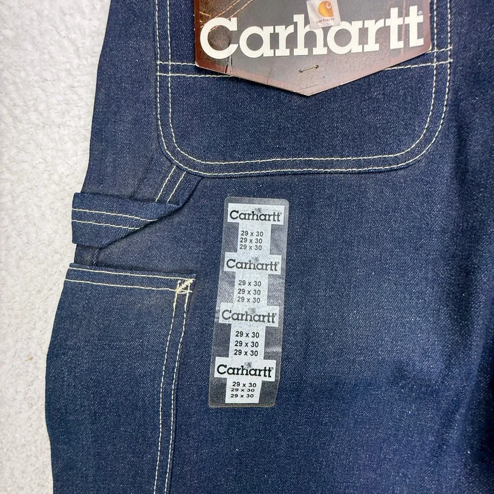 Carhartt B03 DNM Mens Denim Logger Dungaree Carpenter Pants Blue 29x30 NWT